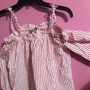 Stripes Off The Shoulders Top